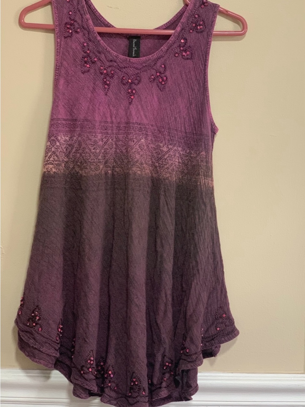 Sacred Threads Plum Beaded Embellished Tank Dress